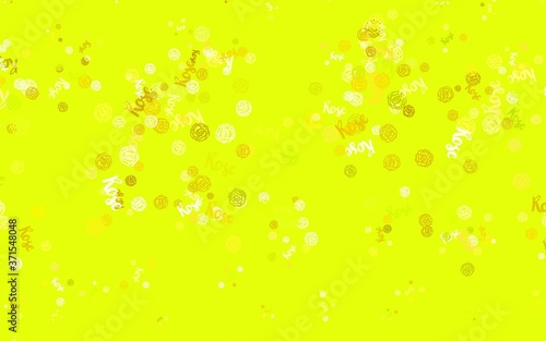 Light Green, Yellow vector doodle background with flowers, roses.