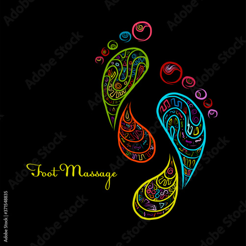 Foot Massage, Sketch of footprint colorful for your design