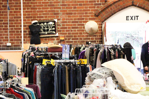 Scenes from a local Australian op-shop (thrift store) full of recycled clothes, home wares and books.