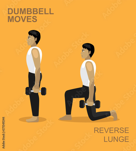 Reverse Lunge Dumbbell Moves Manga Gym Set Illustration