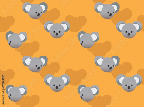 Animal Head Koala Animate Spinning Vector Illustration Seamless Background-01