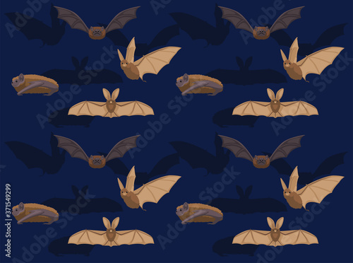Animal Bat Brown Long Eared Noctule Vector Illustration Seamless Background-01