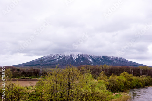 Beautiful snowy view of Yotei mountain and landscape,Hokkaido Japan.