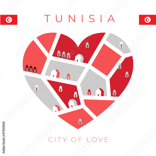 National flag with heart shaped landscape : Vector Illustration	