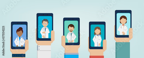 Online Doctor concept flat design vector illustration