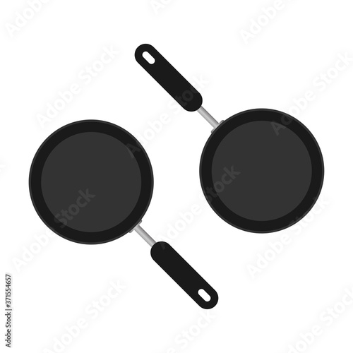Frying pan. kitchen utensils for cooking food. EPS 10
