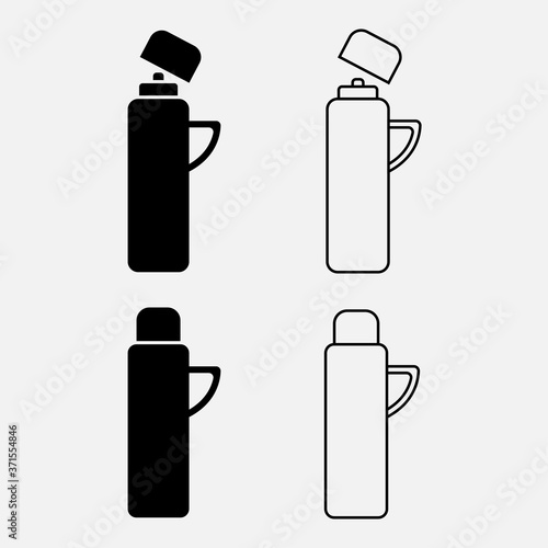 Thermos bottle vector icon, for tea and coffe. EPS 10