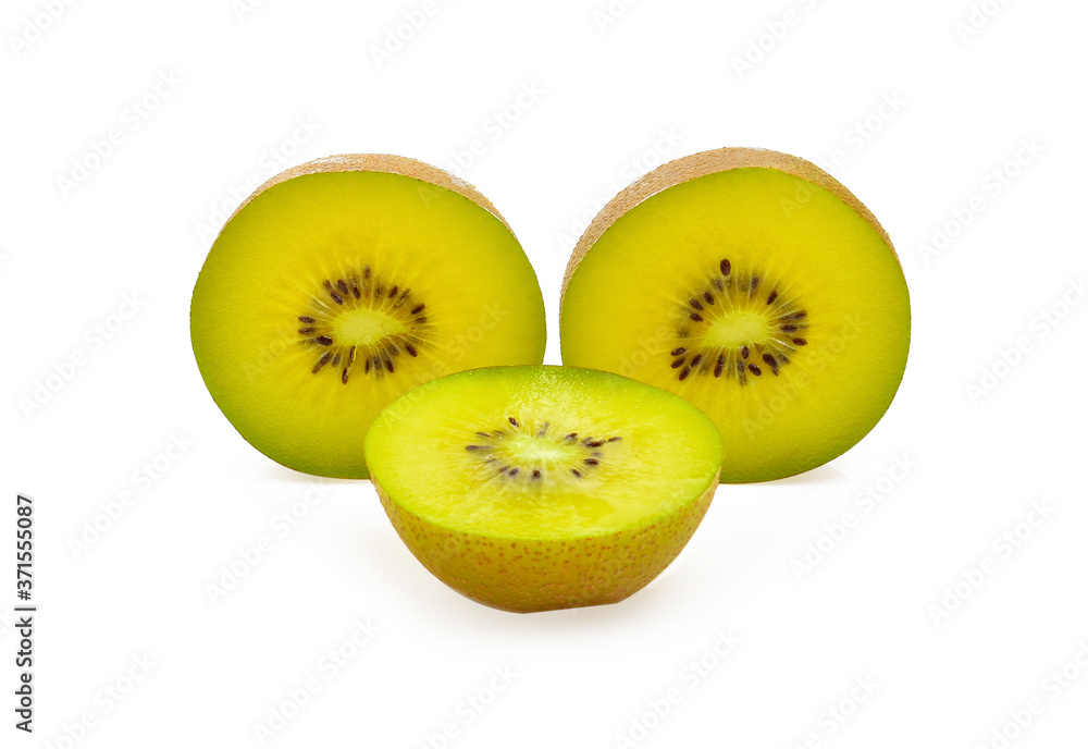 Green kiwi fruit on white background Green kiwi fruit on white background