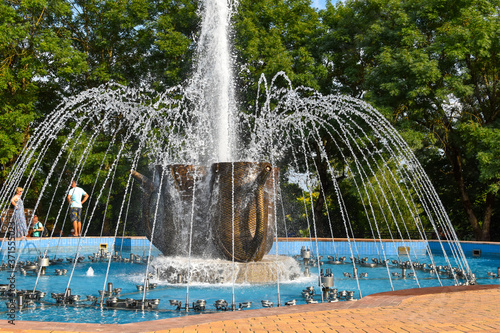 beautiful fountain in the city park.