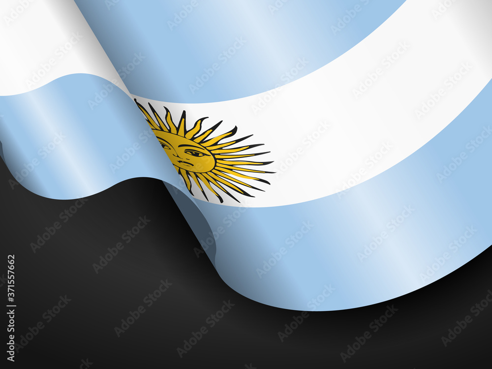 Fototapeta Waving Argentina flag on black