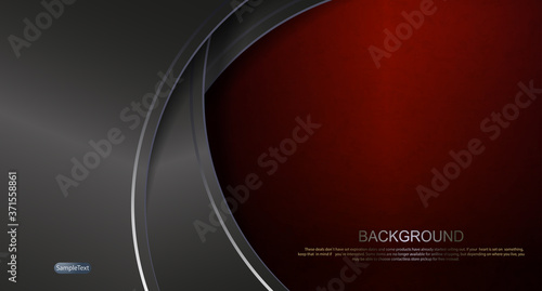 Dark red textured design, curved curtains with light edging