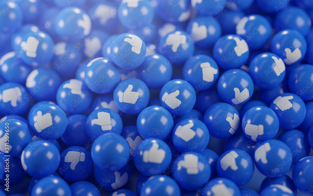 A Bunch of Thumb Up Icons. Social Media Concept Background 3D Rendering A Bunch of Thumb Up Icons. Social Media Concept Background 3D Rendering