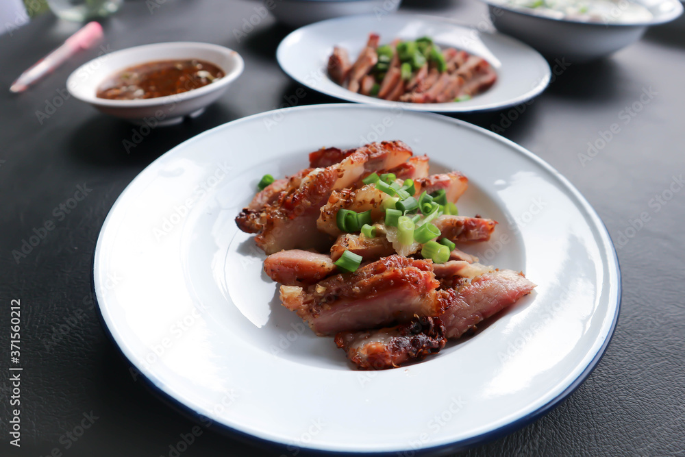grilled pork , pork steak or sliced pork grilled pork , pork steak or sliced pork
