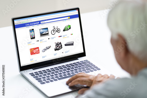 Senior Man Shopping Consumer Gadgets Online