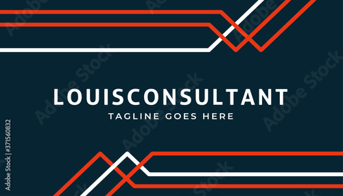 Minimalist modern blue with orange line business card design template eps10