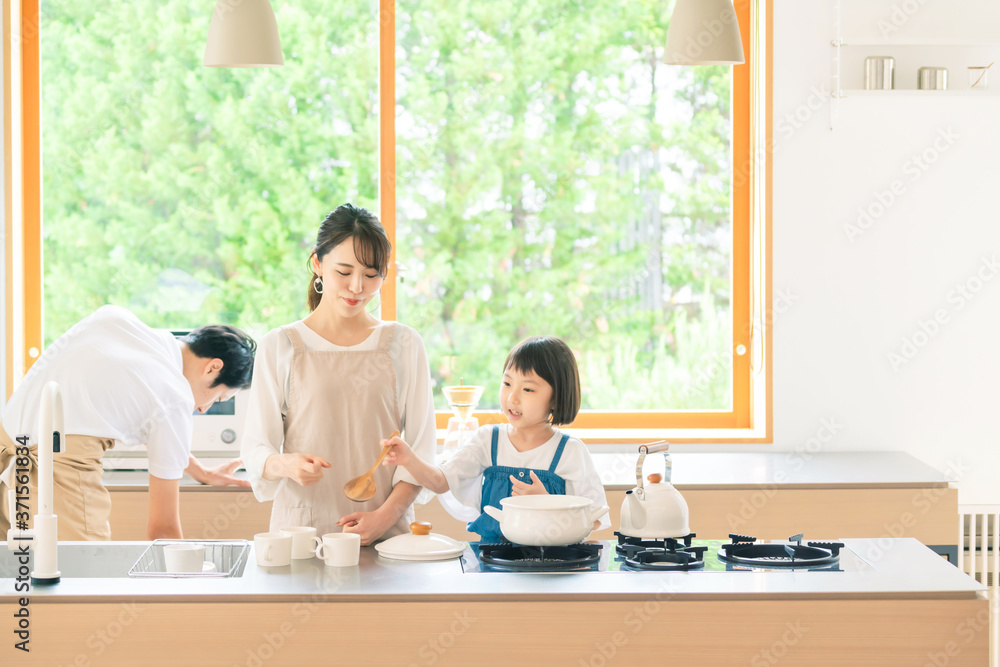 料理する親子 子育てイメージ 料理する親子 子育てイメージ