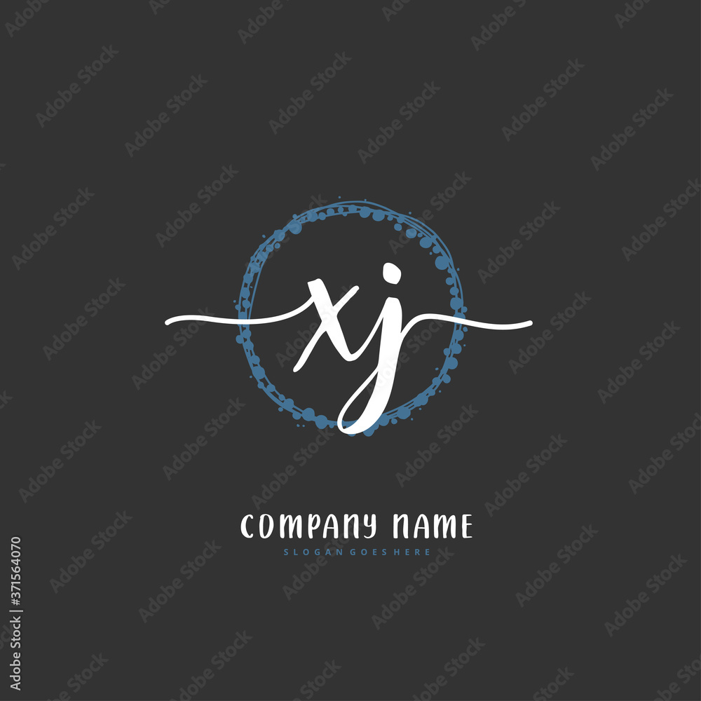 X J XJ Initial handwriting and signature logo design with circle ...