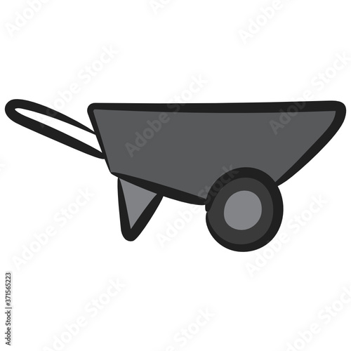 
A doodle design of wheelbarrow icon, dirt carrier vector 
