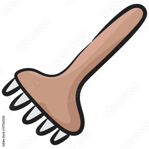 
A digging tool icon, doodle design of garden rake 
