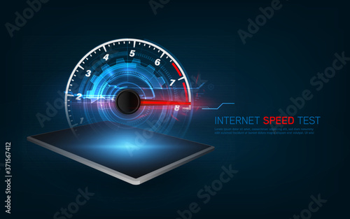 Internet speed test smartphone interface vector template. Mobile app page blue design layout. Wifi, mobile internet booster screen. Flat UI for application.
