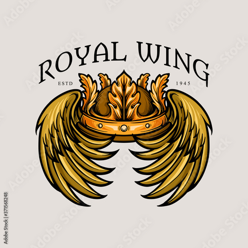 Leaf Crown Royal Wing Illustrations for business ellegant logo photo