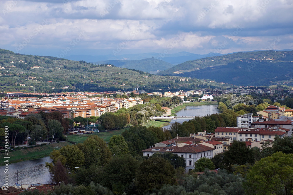 Green suburbs near Florence town, Tuscany, Italy