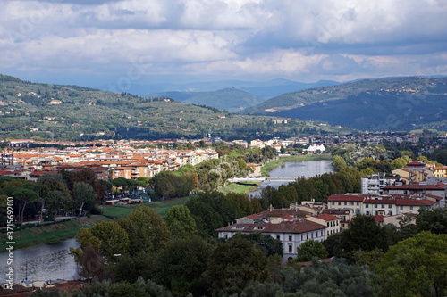 Green suburbs near Florence town  Tuscany  Italy