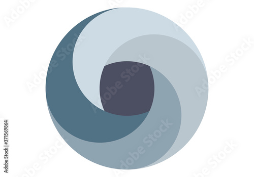 Logo de obturador de colores azules grisaceos.