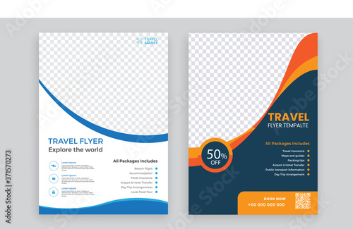 Travel Agency Flyer or Poster Design, Creative Template, Banner or Flyer design for Tour and Travel concept
