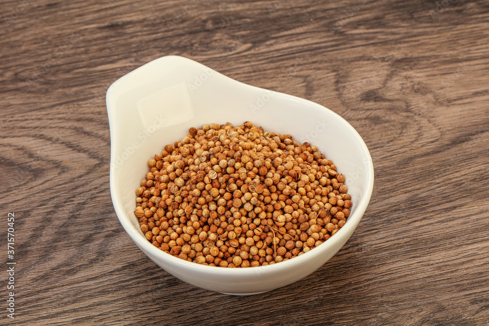 Coriander seeds in the bowl Coriander seeds in the bowl