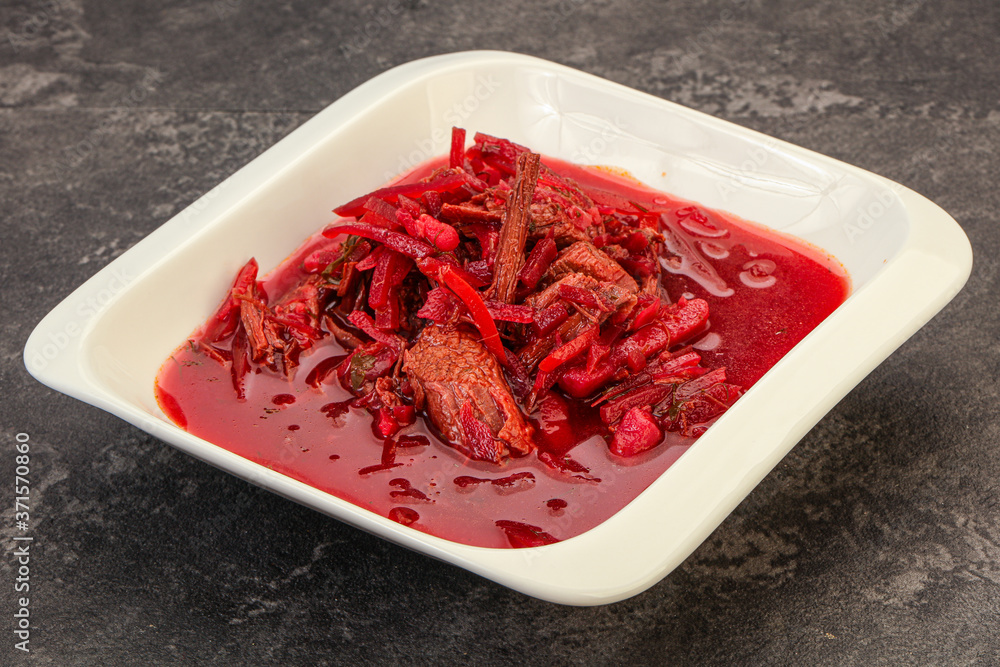 Russian traditional Borsch soup with cabbage Russian traditional Borsch soup with cabbage
