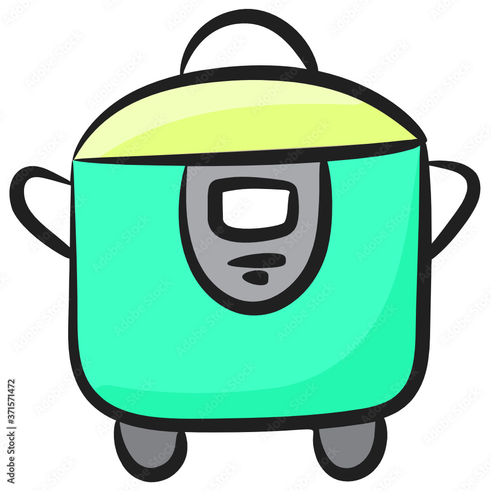 Electric rice cooker vector style, icon of pressure cooker in hand drawn style
Electric rice cooker vector style, icon of pressure cooker in hand drawn style