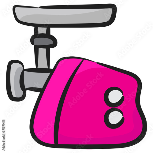 
An icon design of meat mincer in modern hand drawn style 
