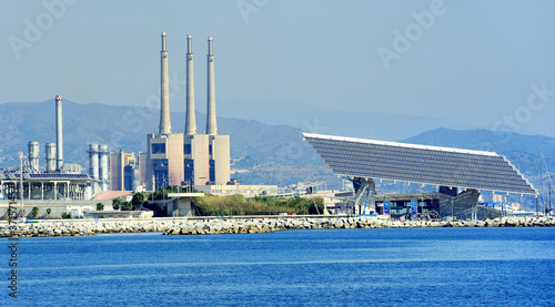 solar panel at Barcelona Forum and Central Termica del Besos