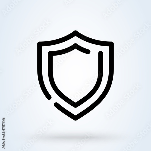 secure, best shield protection icon or logo line art style. Outline Protection activated concept. Safety system vector illustration.
