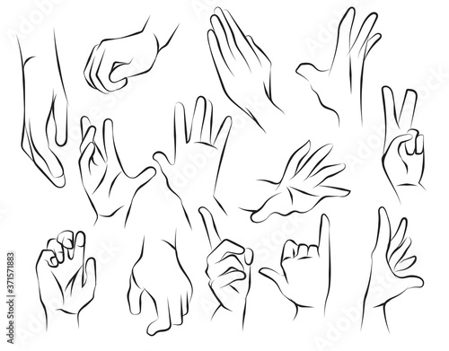 Hands sketch and drawing black and white