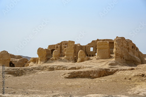 Ancient city ruins of Jiaohe or Yarkhoto dating back to 100 BC in Turpan, Xinjiang, China