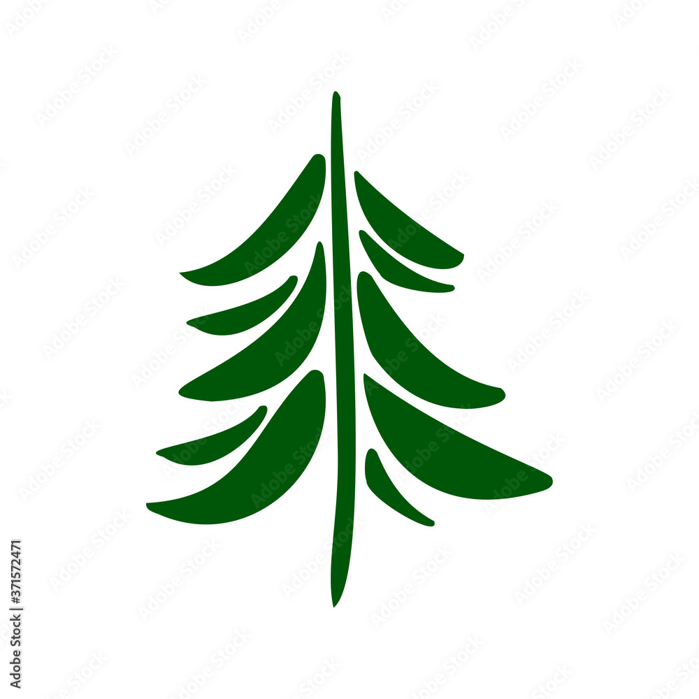 Obraz premium Christmas trees. Hand-draw doodles in green color.