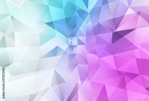 Light Pink, Blue vector shining triangular background.