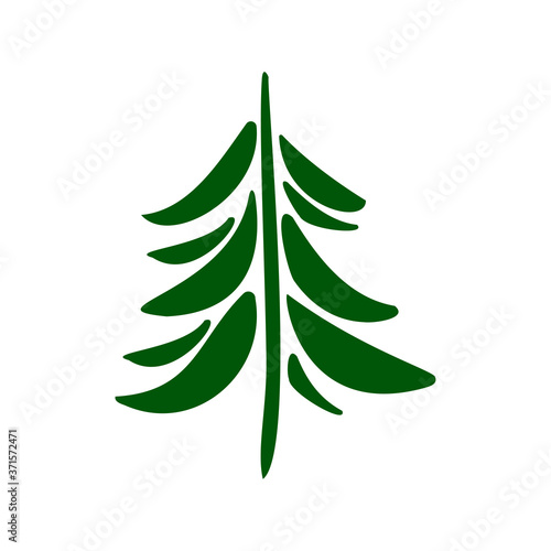 Christmas trees. Hand-draw doodles in green color.
