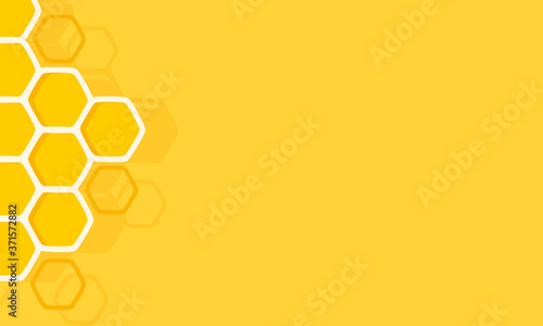 Abstract honeycomb with hexagon grid cells on yellow background vector.