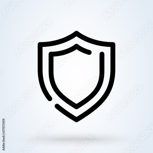 secure, best shield protection icon or logo line art style. Outline Protection activated concept. Safety system illustration.