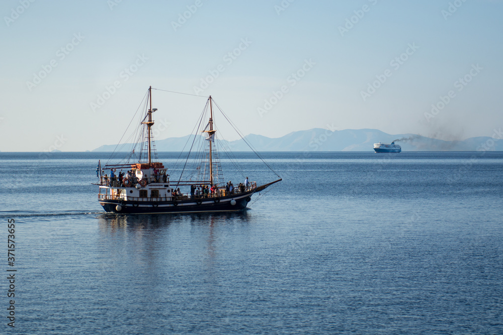 Boat on the sea. Sailboat.