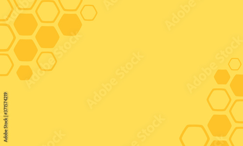 Abstract honeycomb with hexagon grid cells on yellow background vector.