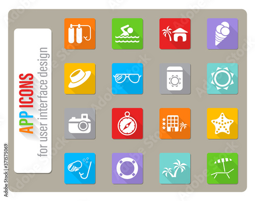 beach icon set