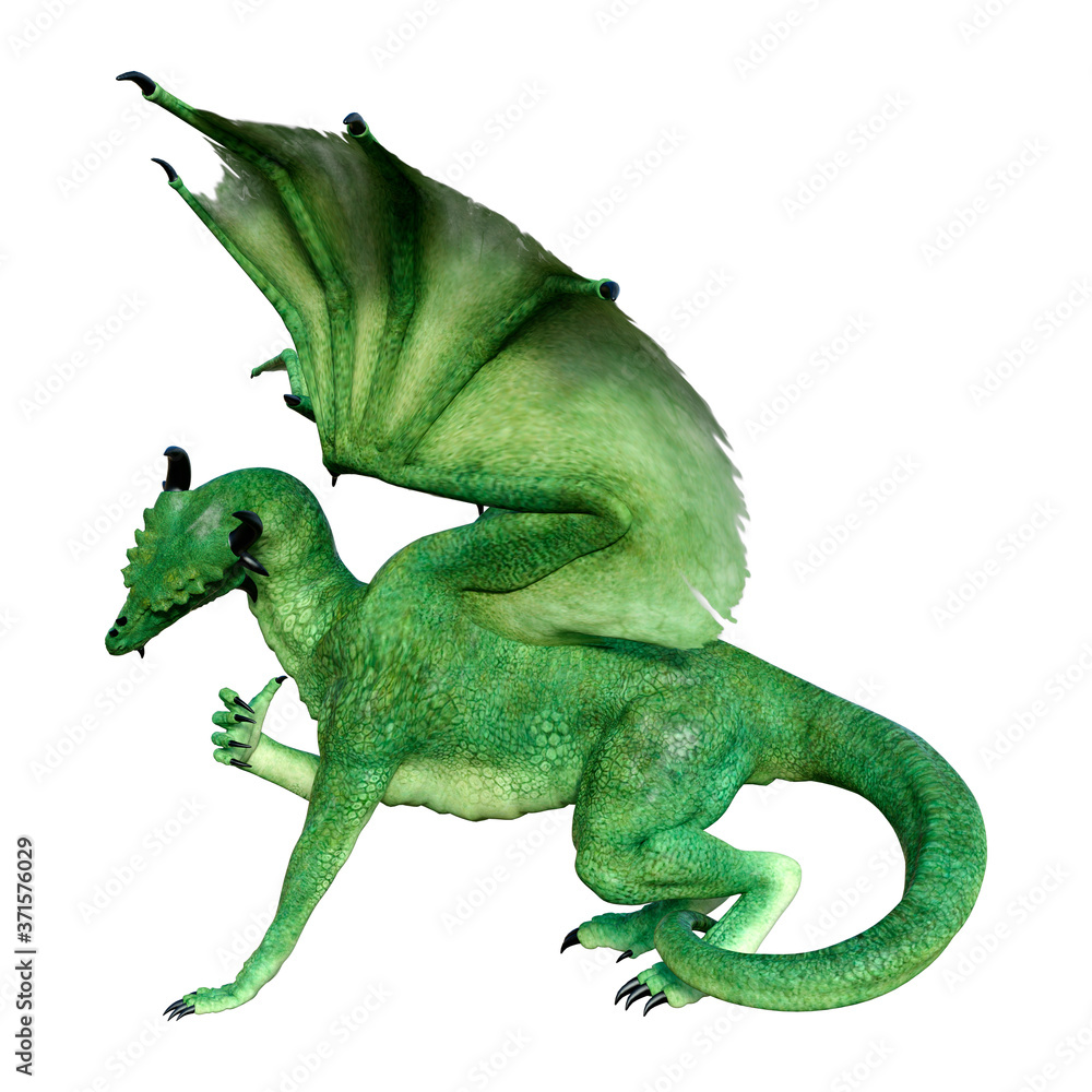 Fototapeta premium 3D Rendering Fairy Tale Dragon on White