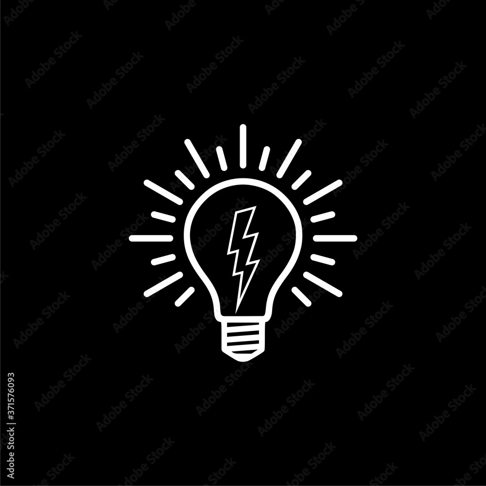 Light bulb with lightning symbol icon isolated on dark background Light bulb with lightning symbol icon isolated on dark background