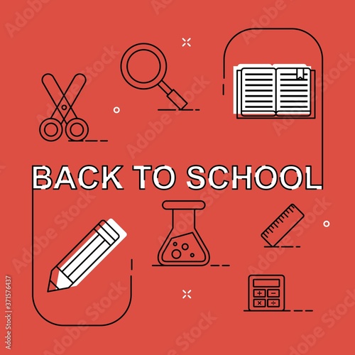 Back to school flat ouline illustration
