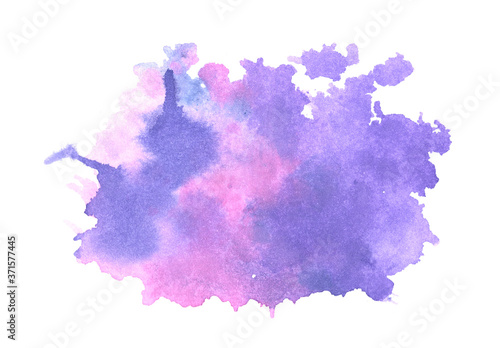 Abstract purple blue and pink watercolor background on paper.
