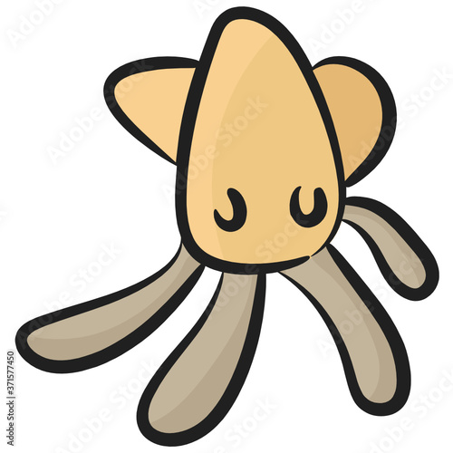
Cephalopod mollusc with eight sucker bearing arms, octopus vector in flat style 
